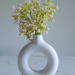 White donut shape flower vase