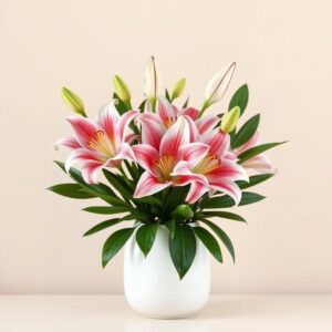 Elegant Pink & White Lily Flower