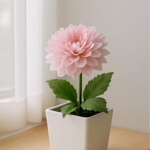 Soft Pink Dahlia in a Minimalist Ceramic Pot